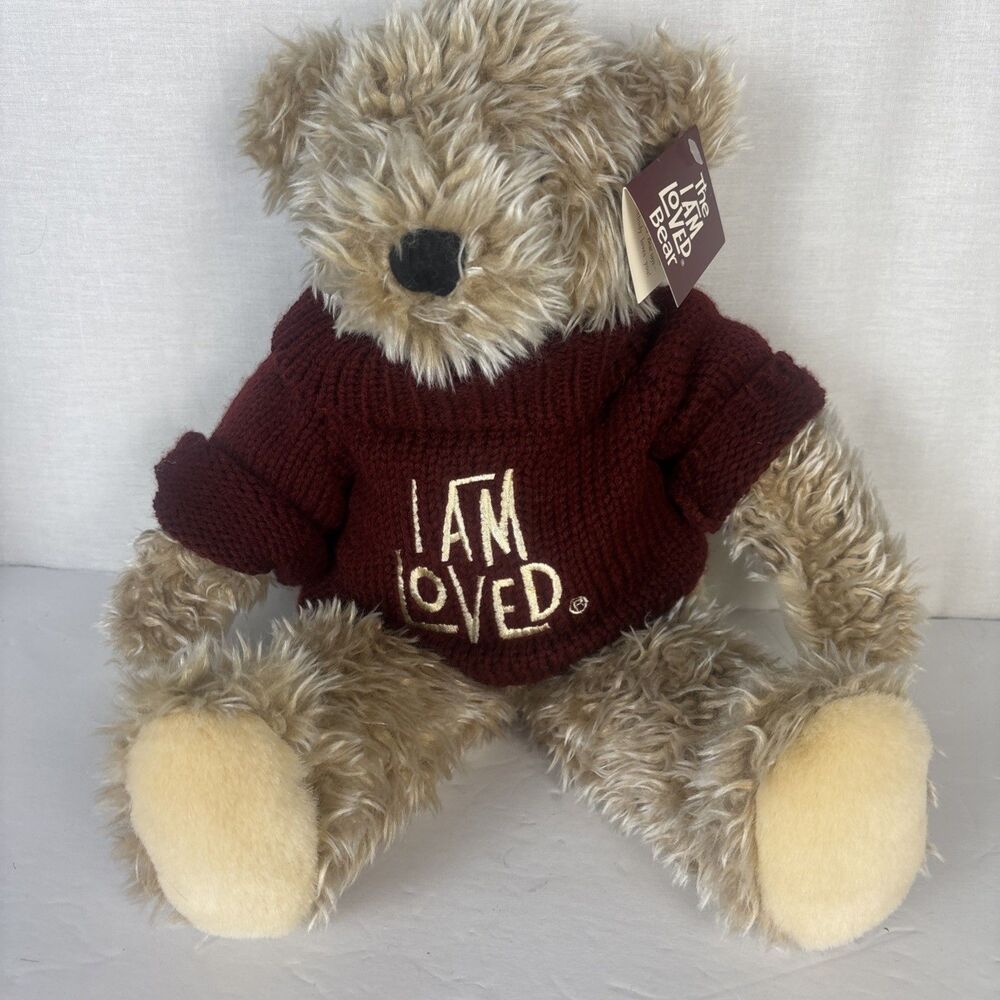 Helzberg Diamond I Am Loved Bear Plush Stuffed Animal 1996 Sweater Shaggy